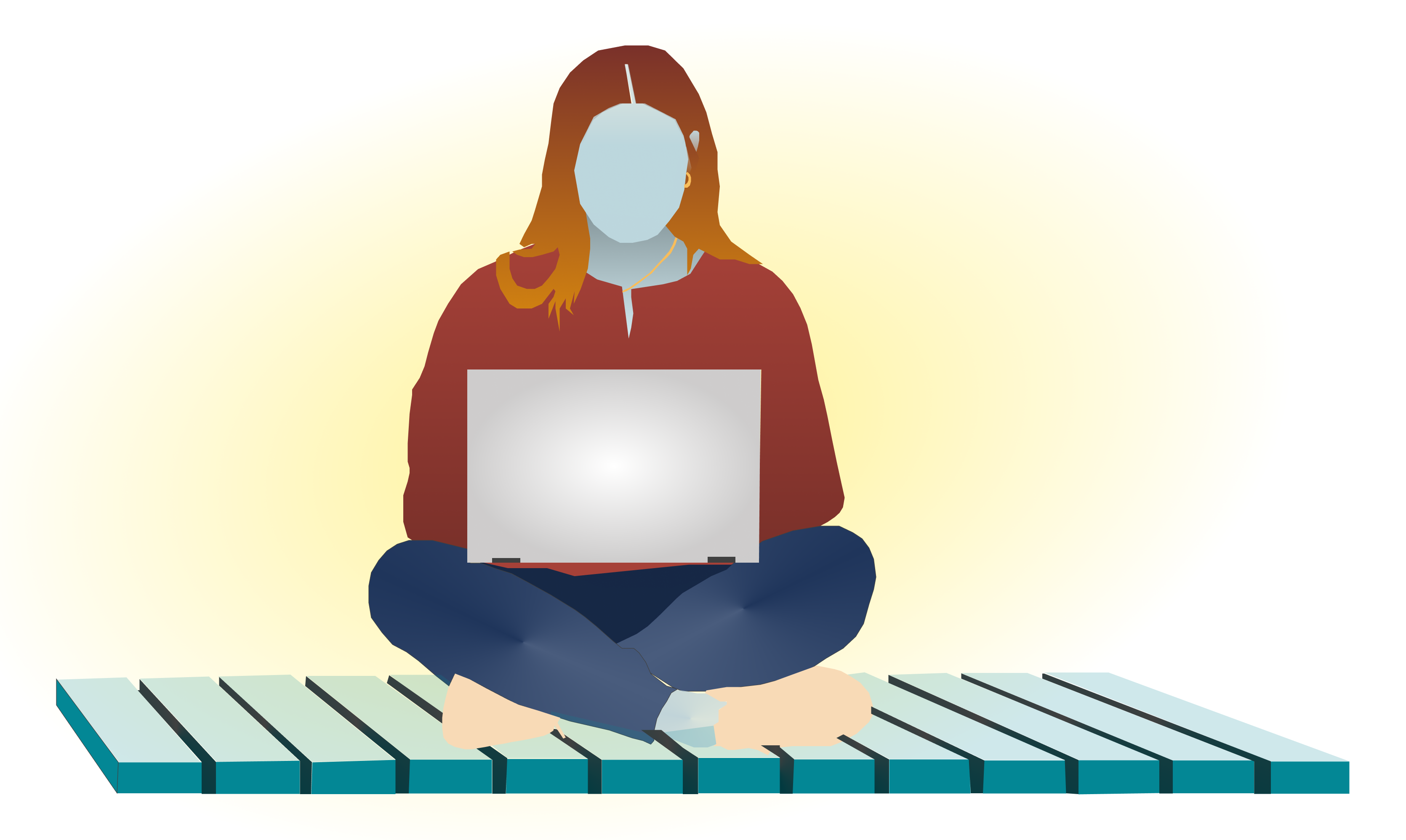 woman sitting cross legged at her laptop doing work